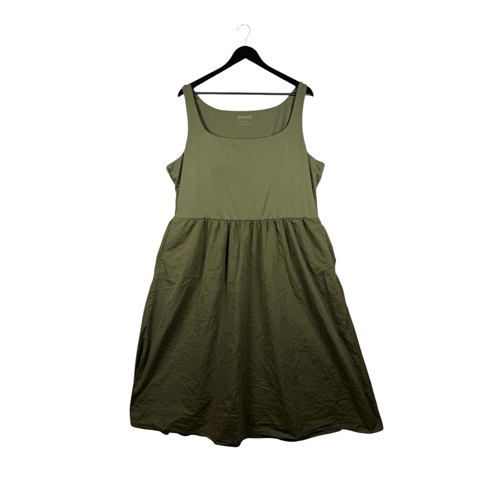 Spanx Jersey Scoop Neck Tank Midi Dresss in a dark olive green Size 3X